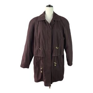 Fitz Wright Brown Coat Jacket Barn Chore Equestrian Snaffle Bit Trim Large